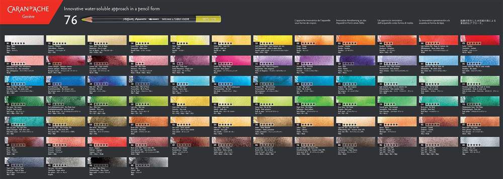 caran d'ache museum aquarelle color chart - best watercolor pencils