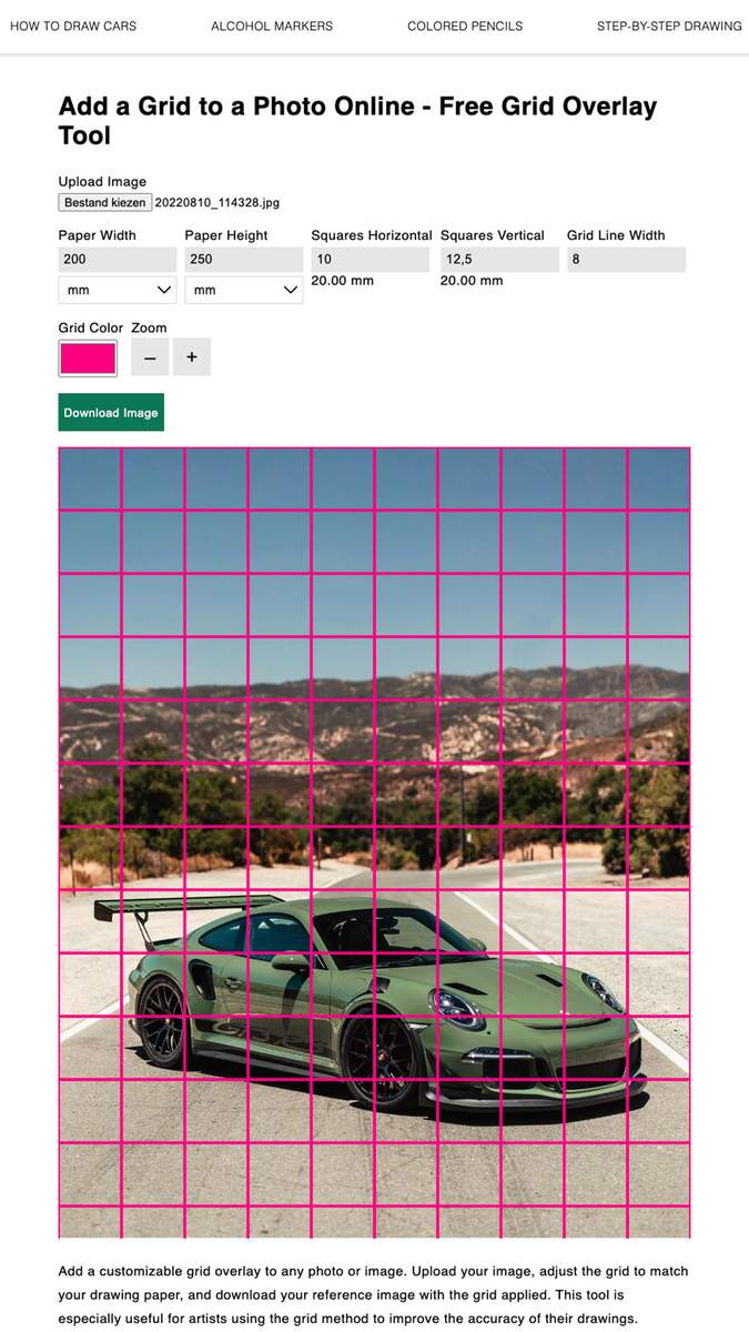 adding a grid overlay to an image with a grid overlay tool