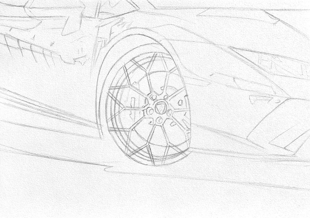 how to sketch car wheels