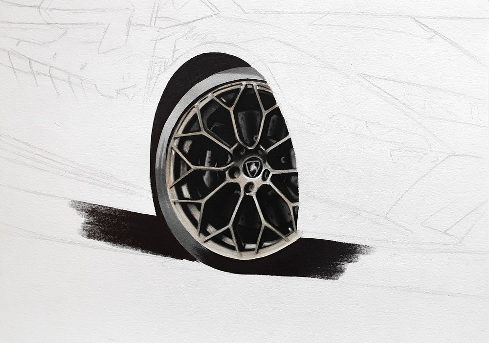 Realistic wheel drawing