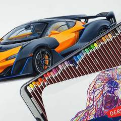 Realistic Car Drawing of an orange mclaren sabre Made With derwent coloursoft colored pencils