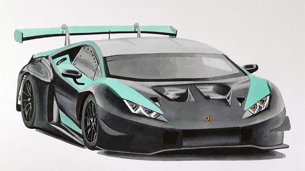 how to draw a lamborghini race car easy