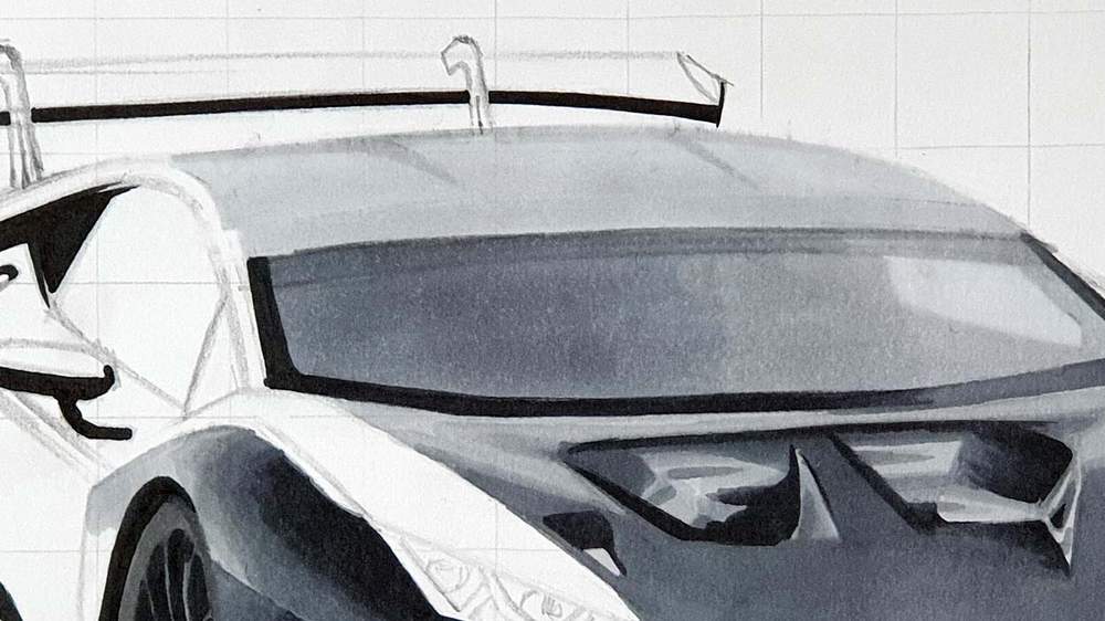 how to draw a lamborghini race car