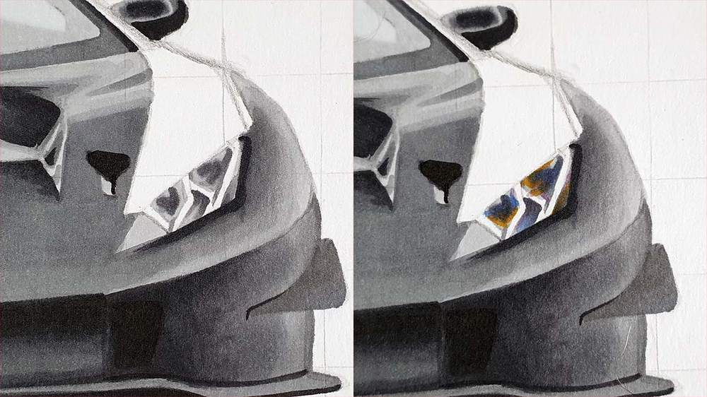 how to draw a lamborghini race car