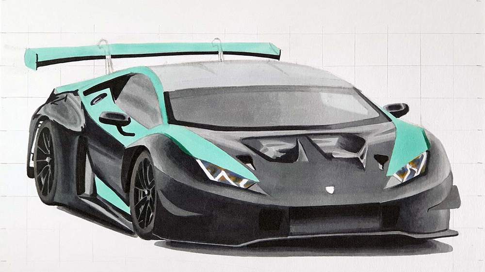 how to draw a lamborghini race car