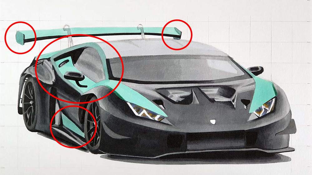 how to draw a lamborghini race car
