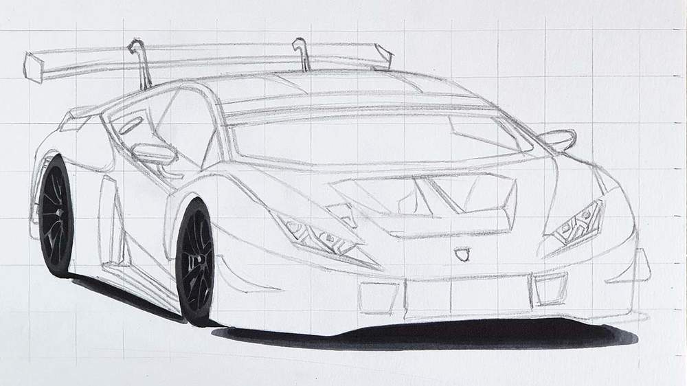 how to draw a lamborghini race car