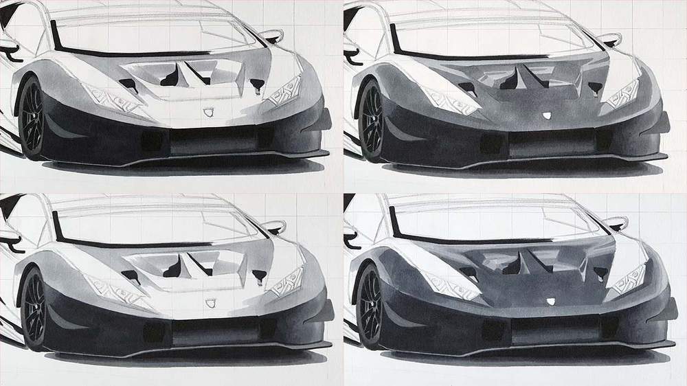 how to draw a lamborghini race car