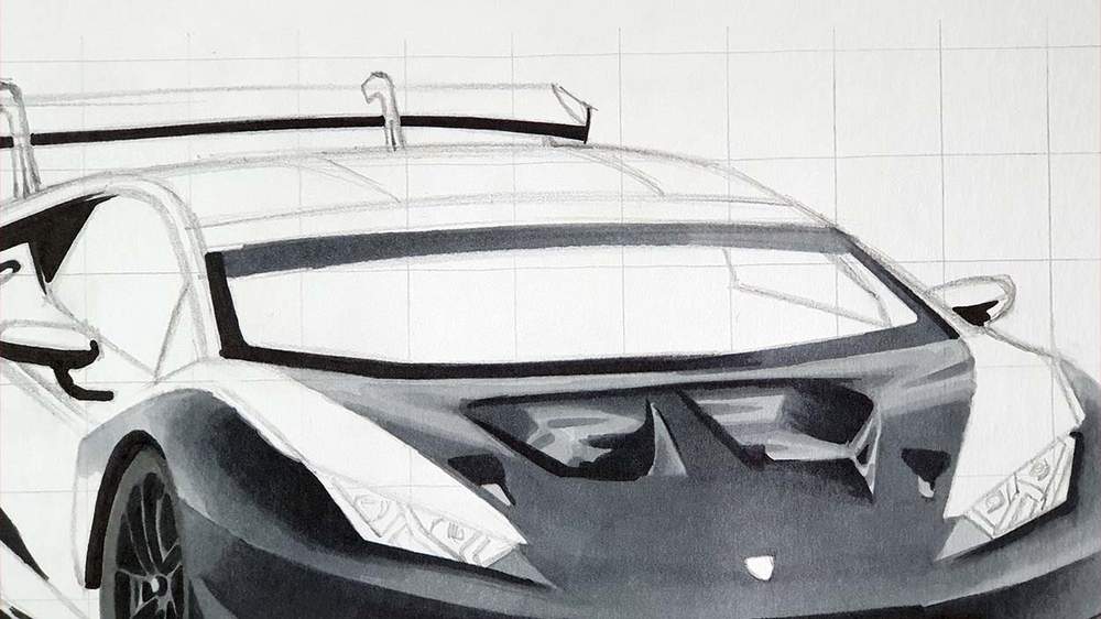 how to draw a lamborghini race car