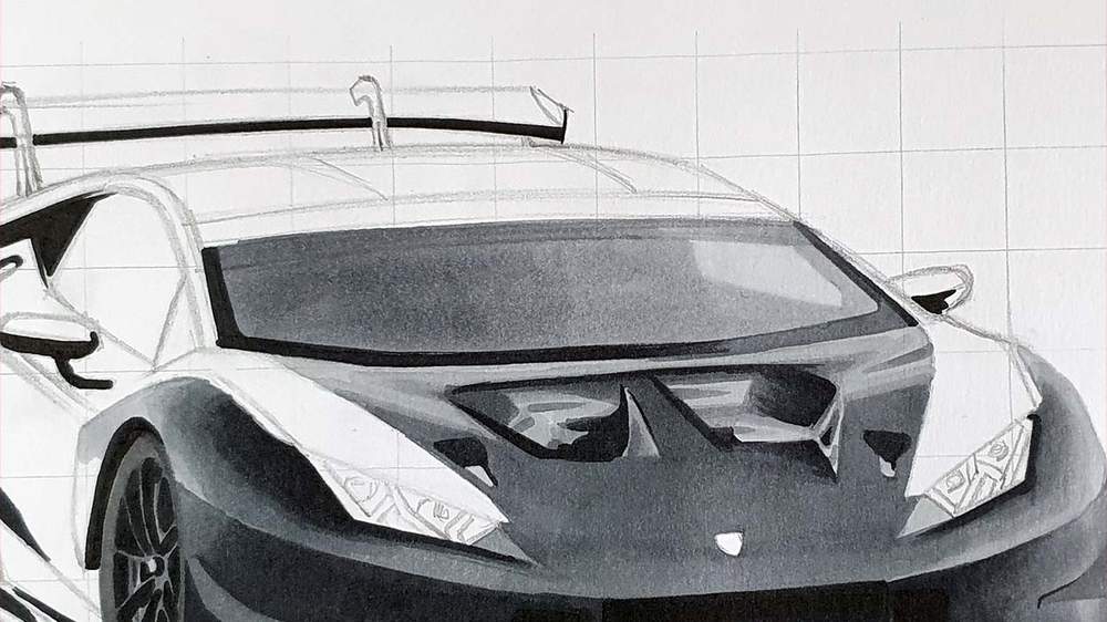 how to draw a lamborghini race car