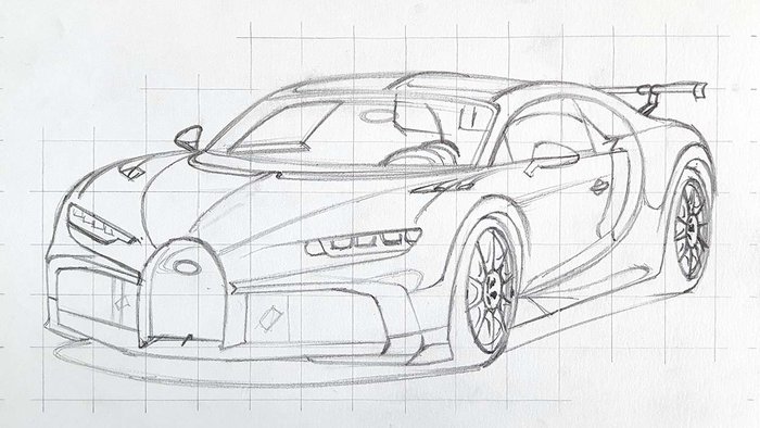 how to draw a bugatti chiron easy