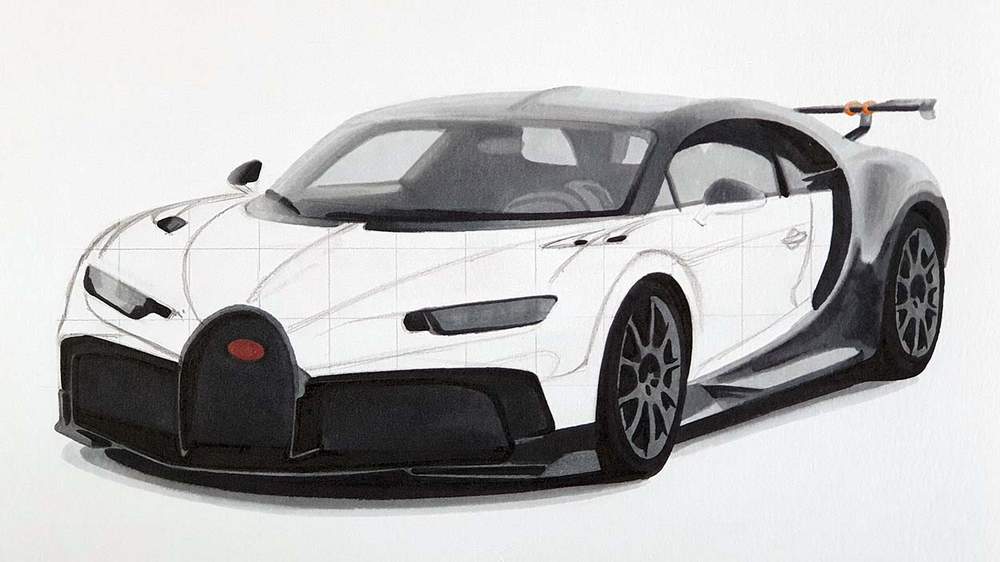 Bugatti Chiron drawing partially done