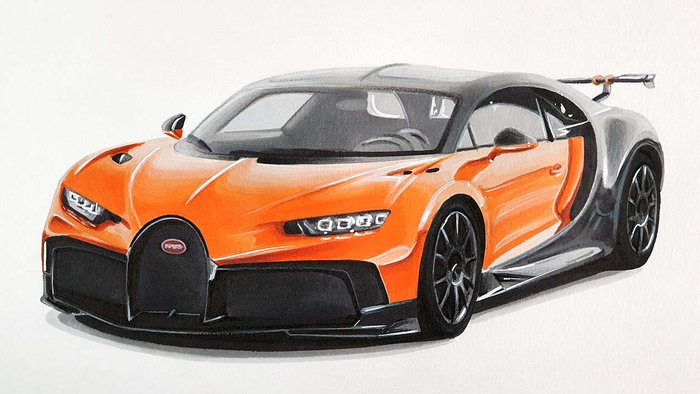 how to draw a bugatti chiron side view