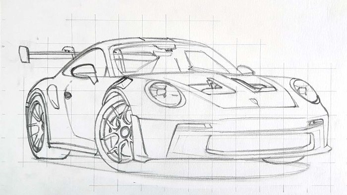 how to draw a porsche 911 gt3 rs easy