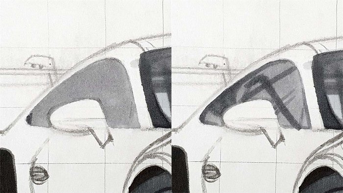 Drawing car details with markers