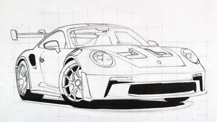 Porsche 911 GT3 RS drawing tutorial