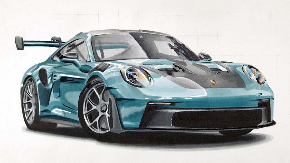 porsche 911 gt3 rs drawing