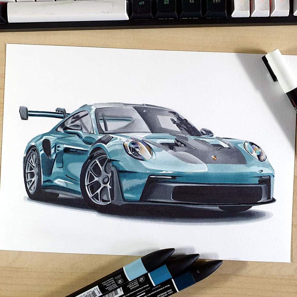 porsche 911 gt3 drawing