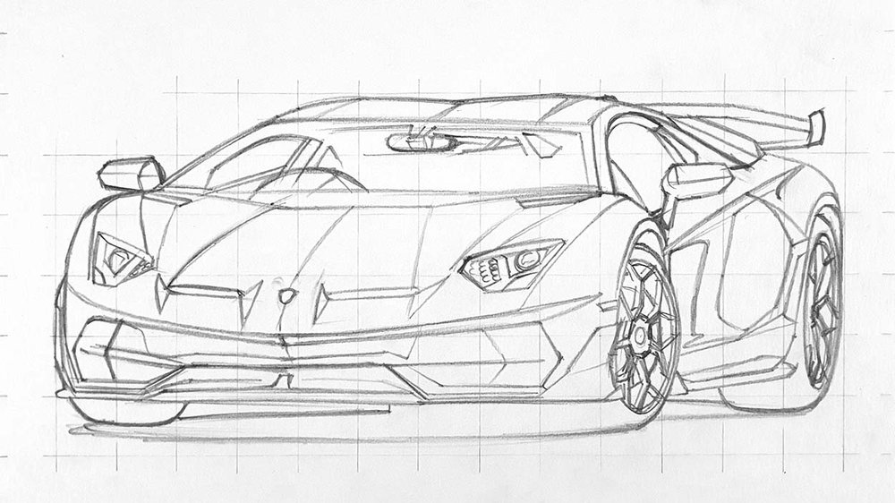 how to draw a Lamborghini Aventador svj easy