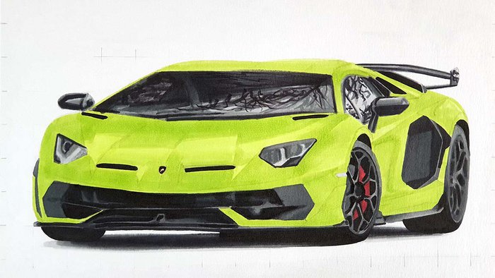 how to draw a Lamborghini Aventador realistic