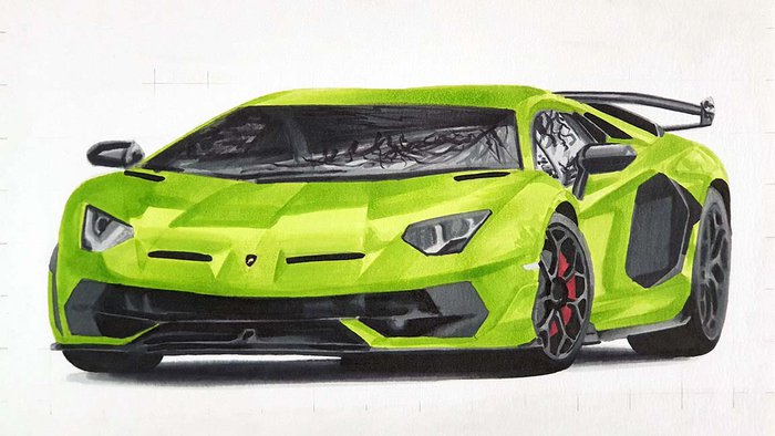how to draw a Lamborghini Aventador step by step