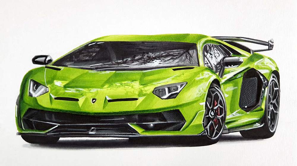 how to draw a lamborghini aventador front