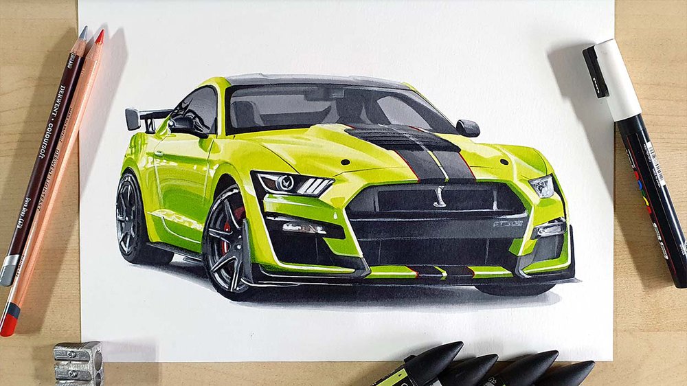 How to draw a Ford Mustang Shelby step y step