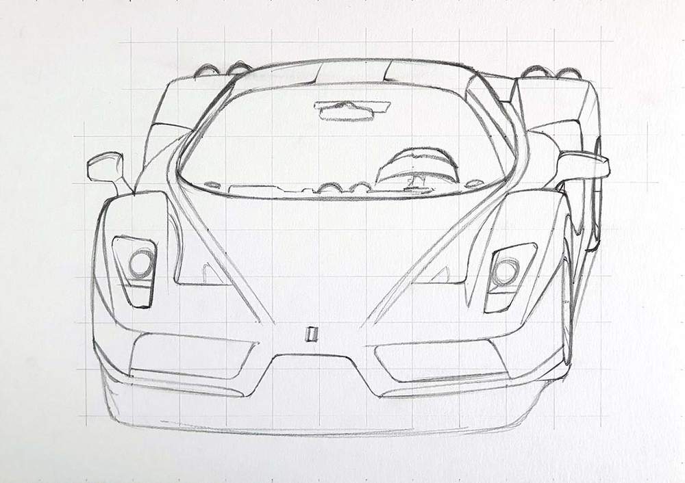 how to draw a ferrari enzo easy