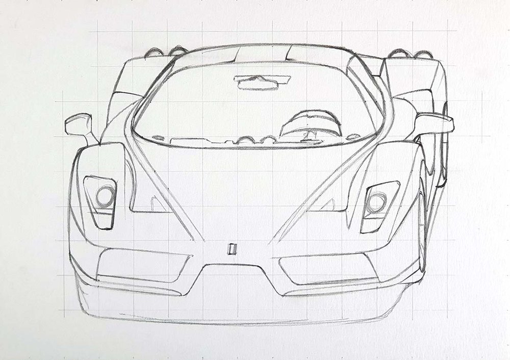 how to draw a ferrari enzo easy