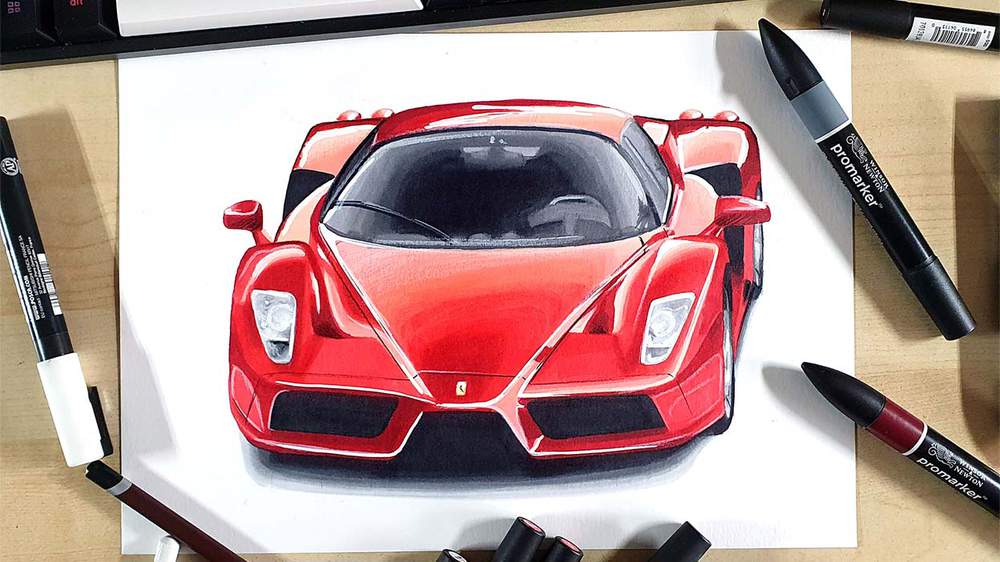 how to draw a ferrari enzo step by step