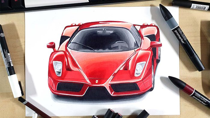 how to draw a ferrari enzo step by step