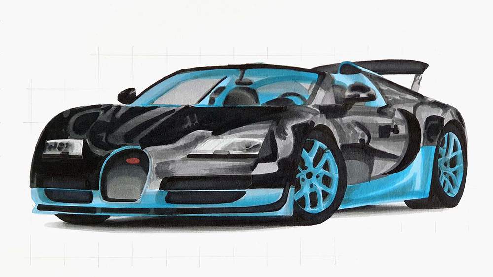 how to draw a bugatti veyron step by step