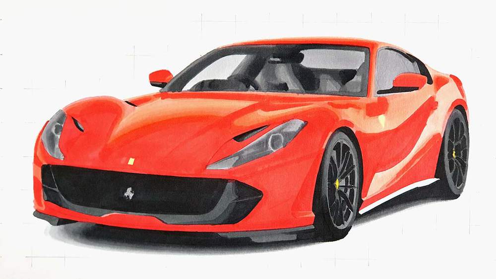 how to draw a ferrari 812 superfast