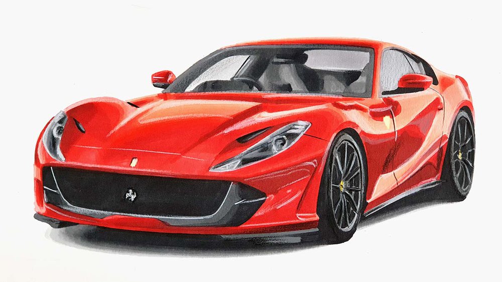 how to draw a ferrari 812 superfast