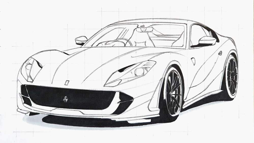 how to draw a ferrari 812 superfast