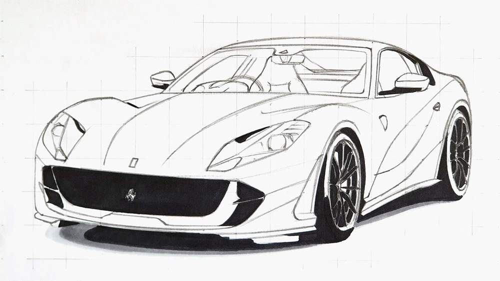 how to draw a ferrari 812 superfast