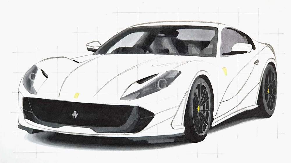 how to draw a ferrari 812 superfast