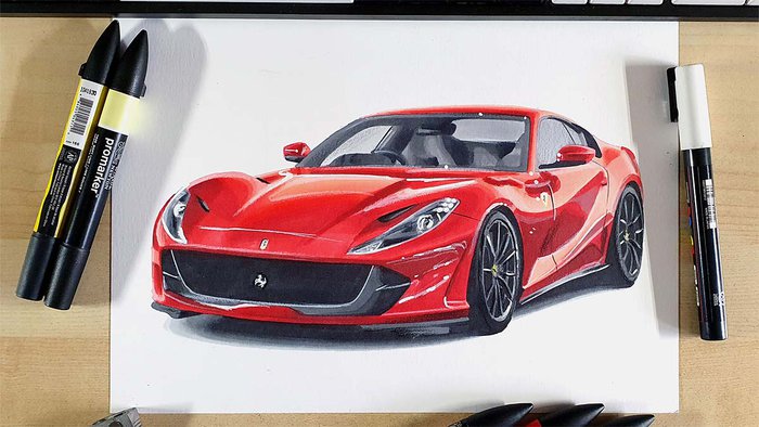how to draw a ferrari 812 superfast step by step