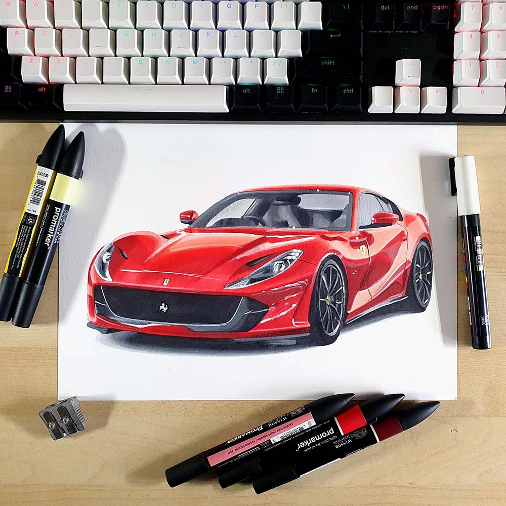 ferrari 812 drawing realistic