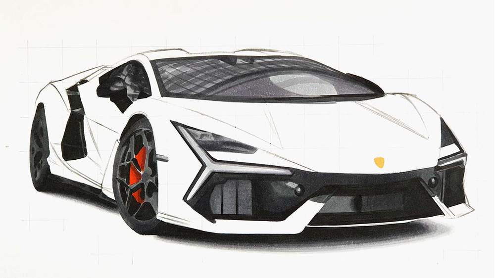 how to draw a lamborghini revuelto