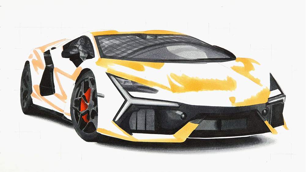 how to draw a lamborghini revuelto