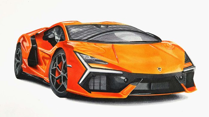 how to draw a lamborghini revuelto simple