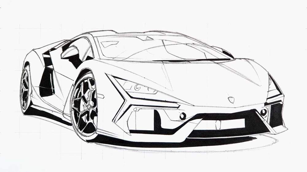 how to draw a lamborghini revuelto