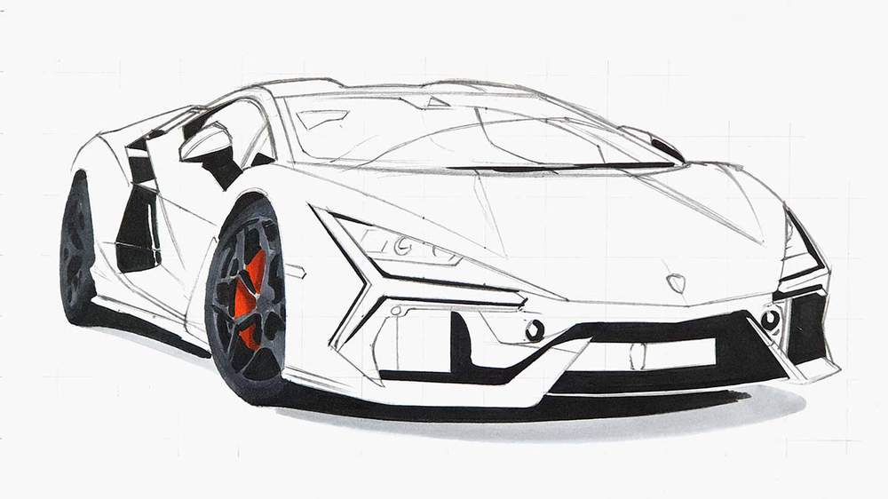 how to draw a lamborghini revuelto