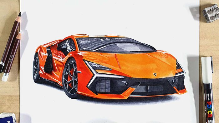 how to draw a lamborghini revuelto step by step