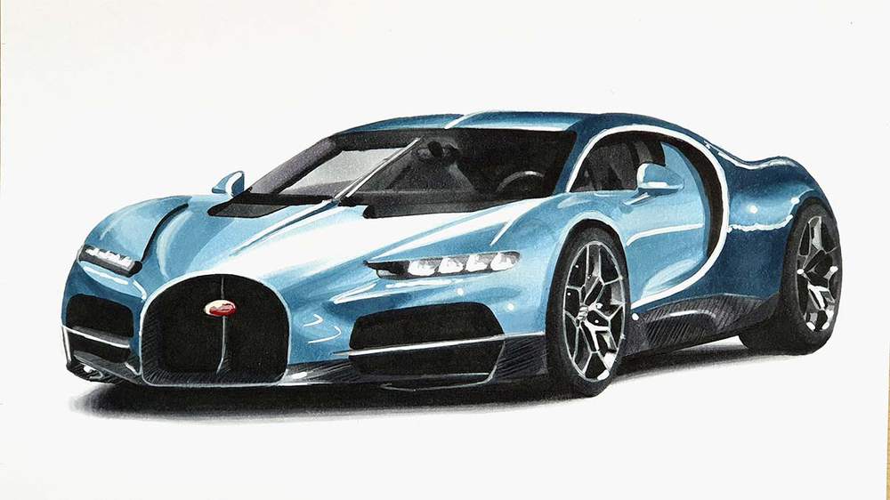 how to draw a bugatti tourbillon step by step
