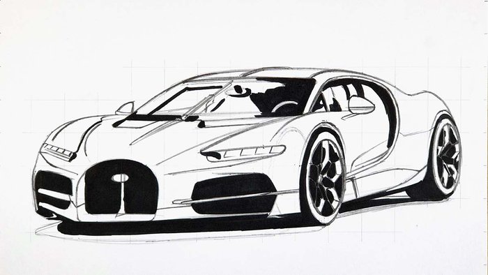 how to draw a bugatti tourbillon step by step