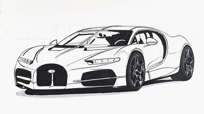 how to draw a bugatti tourbillon step by step