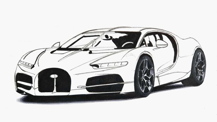 how to draw a bugatti tourbillon step by step