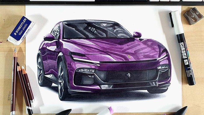 How to Draw a Ferrari Purosangue